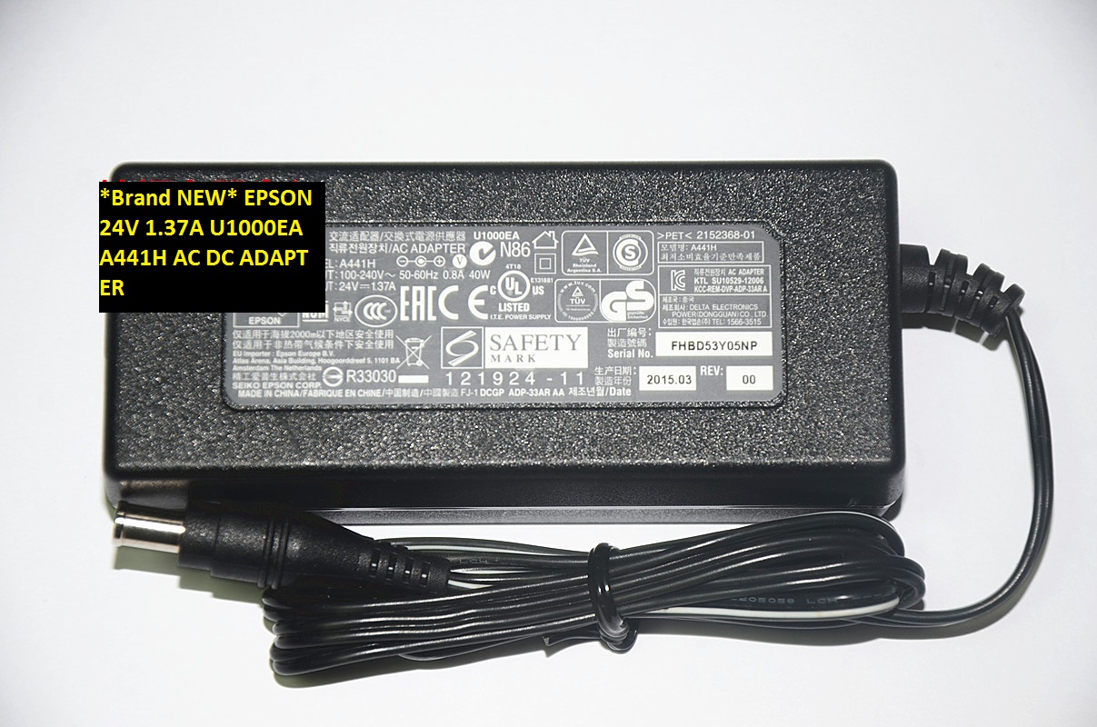 *Brand NEW* EPSON U1000EA 24V 1.37A A441H AC DC ADAPTER